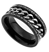 Black Chain Ring Crucified - Unique Catholic Gifts