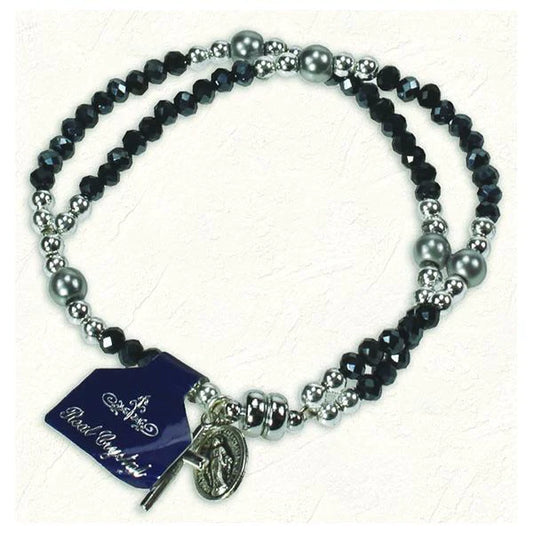 Black and Hematite Double Strand Full Rosary Bracelet - Unique Catholic Gifts