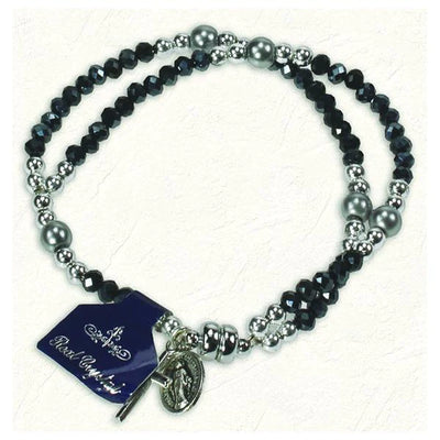 Black and Hematite Double Strand Full Rosary Bracelet - Unique Catholic Gifts
