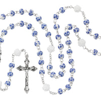 Blue Flower Ceramic Rosary 6mm - Unique Catholic Gifts