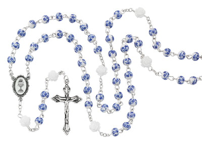 Blue Flower Ceramic Rosary 6mm - Unique Catholic Gifts