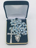 Powder Blue Pearl Bead Miraculous Medal Rosary (21") - Unique Catholic Gifts