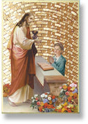 Holy First Communion Boy Gold Foil Mosaic Plaque (4 x 6") - Unique Catholic Gifts
