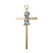 Brass Baby Boy Praying on a Cross - Unique Catholic Gifts