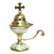 Brass Incense Burner with Mother of Pearl Inlays - Unique Catholic Gifts