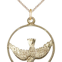 14kt Gold Filled Holy Spirit Medal on a Gold Filled Chain - Unique Catholic Gifts