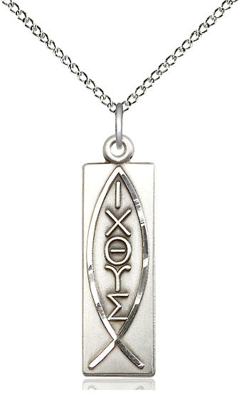 Sterling Silver Fish Pendant on a Sterling Silver Light Curb Chain - Unique Catholic Gifts