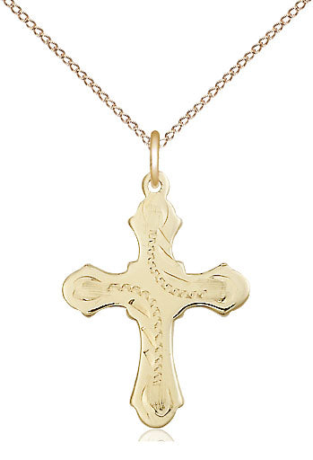 14kt Gold Filled Cross Medal on a Gold Plate Curb Chain - Unique Catholic Gifts