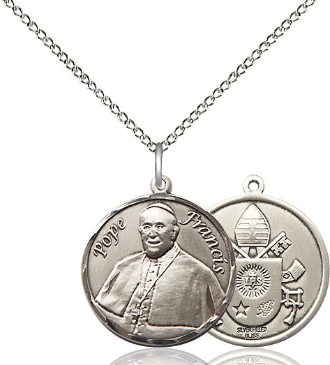 Sterling Silver Pope Francis Pendant on a Sterling Silver Chain - Unique Catholic Gifts