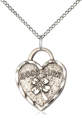 Sterling Silver Good Luck Shamrock Heart Pendant on a Sterling Silver Chain - Unique Catholic Gifts