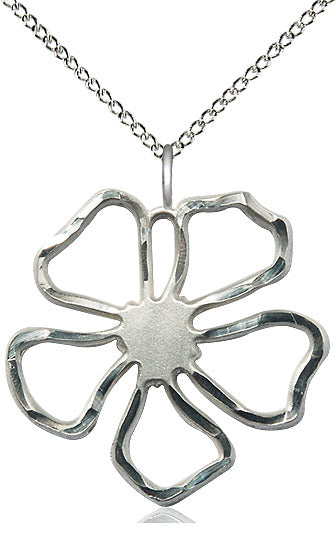 Sterling Silver Five Petal Flower Pendant on a Sterling Silver Chain - Unique Catholic Gifts