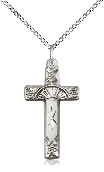 Sterling Silver Cross Pendant on a Sterling Silver Light Curb Chain - Unique Catholic Gifts