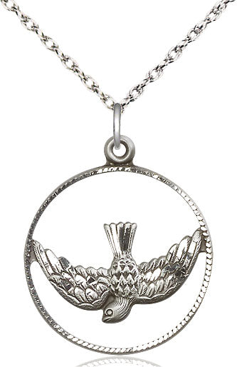 Sterling Silver Holy Spirit Pendant on Sterling Silver Chain - Unique Catholic Gifts
