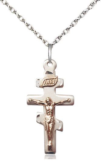 GF/SS Greek Crucifix Pendant on a Sterling Silver Chain - Unique Catholic Gifts
