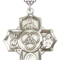 Sterling Silver Blended Family 5-Way Pendant on a Sterling Silver Chain - Unique Catholic Gifts