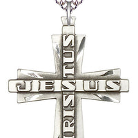 Sterling Silver Jesus Christus Cross Pendant on a Sterling Silver Chain - Unique Catholic Gifts