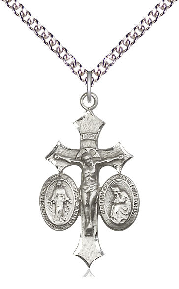 Sterling Silver Jesus, Mary, Our Lady of La Salette on a Sterling Silver Chain - Unique Catholic Gifts