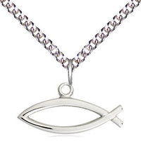 Silver Filled Fish Pendant on a Curb Chain - Fish Medal - Unique Catholic Gifts