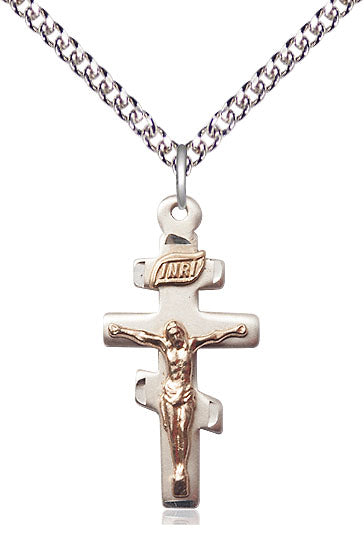 GF/SS Greek Crucifix Pendant on a Sterling Silver Chain - Unique Catholic Gifts