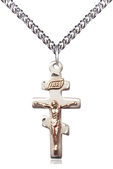 GF/SS Greek Crucifix Pendant on a Sterling Silver Chain - Unique Catholic Gifts