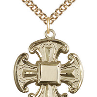 14kt Gold Filled Cross Pendant on a Gold Plate Chain - Unique Catholic Gifts