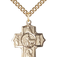 14kt Gold Filled 5-Way Special Needs Pendant on a Gold Plate Chain - Unique Catholic Gifts