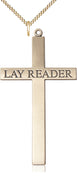 14kt Gold Filled Lay Reader Cross Pendant on a Gold Plate Chain - Unique Catholic Gifts