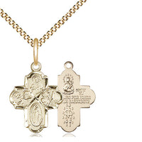 14kt Gold Filled 4-Way Pendant on a Gold Filled Chain - Unique Catholic Gifts