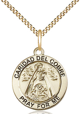 14kt Gold Filled  Caridad del Cobre Pendant on a Gold Filled Chain - Unique Catholic Gifts