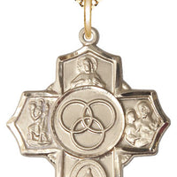 14kt Gold Filled Blended Family 5-Way Pendant on a Gold Filled Chain - Unique Catholic Gifts