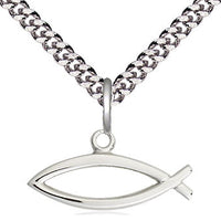 Silver Filled Fish Pendant on a Curb Chain - Fish Medal - Unique Catholic Gifts