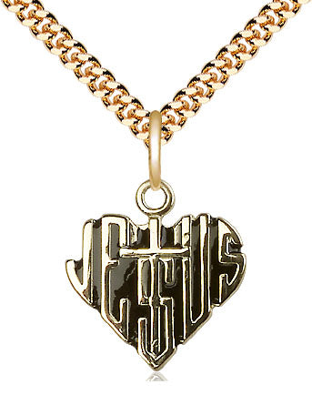 14kt Gold Filled Heart of Jesus w/Cross Pendant on a Gold Filled Chain - Unique Catholic Gifts