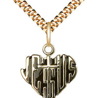 14kt Gold Filled Heart of Jesus w/Cross Pendant on a Gold Filled Chain - Unique Catholic Gifts