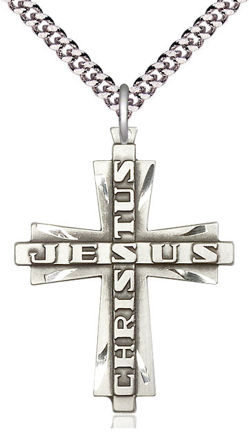 Sterling Silver Jesus Christus Cross Pendant on a Sterling Silver Chain - Unique Catholic Gifts