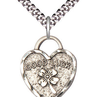 Sterling Silver Good Luck Shamrock Heart Pendant on a Sterling Silver Chain - Unique Catholic Gifts