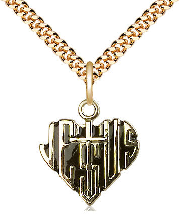 14kt Gold Filled Heart of Jesus w/Cross Pendant on a Gold Filled Chain - Unique Catholic Gifts
