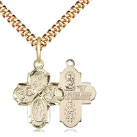 14kt Gold Filled 4-Way Pendant on a Gold Filled Chain - Unique Catholic Gifts