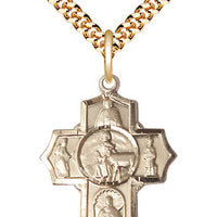 14kt Gold Filled 5-Way Special Needs Pendant on a Gold Plate Chain - Unique Catholic Gifts