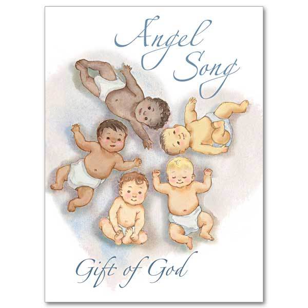 Angel Song Gift of God Baby Congratulations Card ( 4.375 x 5.9375") - Unique Catholic Gifts