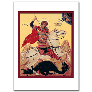 St. George and the Dragon Icon Greeting Card - Unique Catholic Gifts