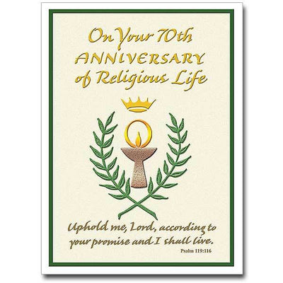 On Your 70th Anniversary of Religious Life Religious Profession Anniversary Card (4.375