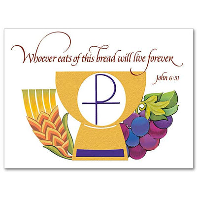 Whoever Eats of this Bread Mass Card for any Intention Greeting Card - Unique Catholic Gifts