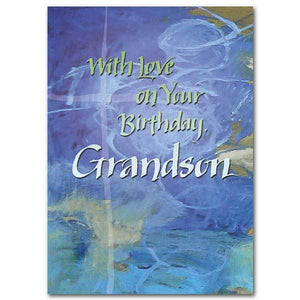 With Love On Your Birthday, Grandson Family Blessings Birthday Card - Unique Catholic Gifts