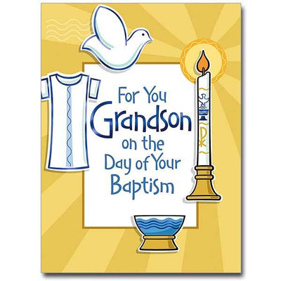 For You Grandson (Baptism) Grandson Baptism Card - Unique Catholic Gifts