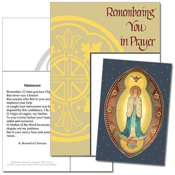Remembering You in Prayer Immaculate Conception Keepsake Card - Unique Catholic Gifts