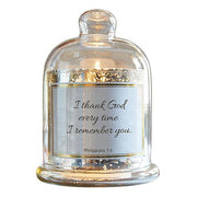 Cloche Dome Candleholder with LED candle "I Thank God" - Unique Catholic Gifts
