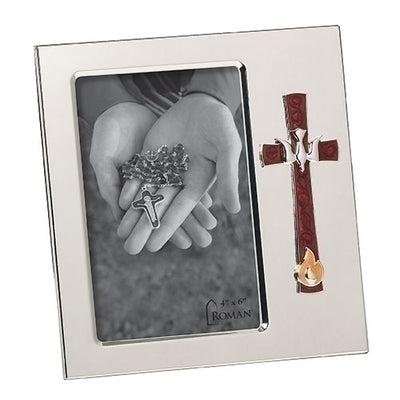 Confirmation Frame with Red Cross and Silver Holy Spirit Dove (7