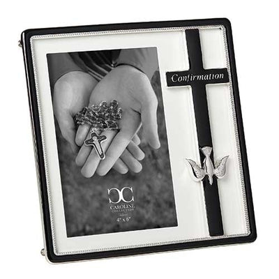 Confirmation Frame Black with Cross and Holy Spirit Dove (7 1/2
