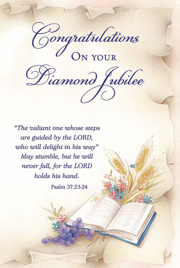 Congratulations On Your Diamond Jubilee Greeting Card - Unique Catholic Gifts