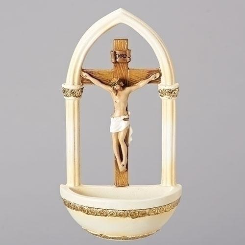 Crucifix Holy Water Font (7") - Unique Catholic Gifts